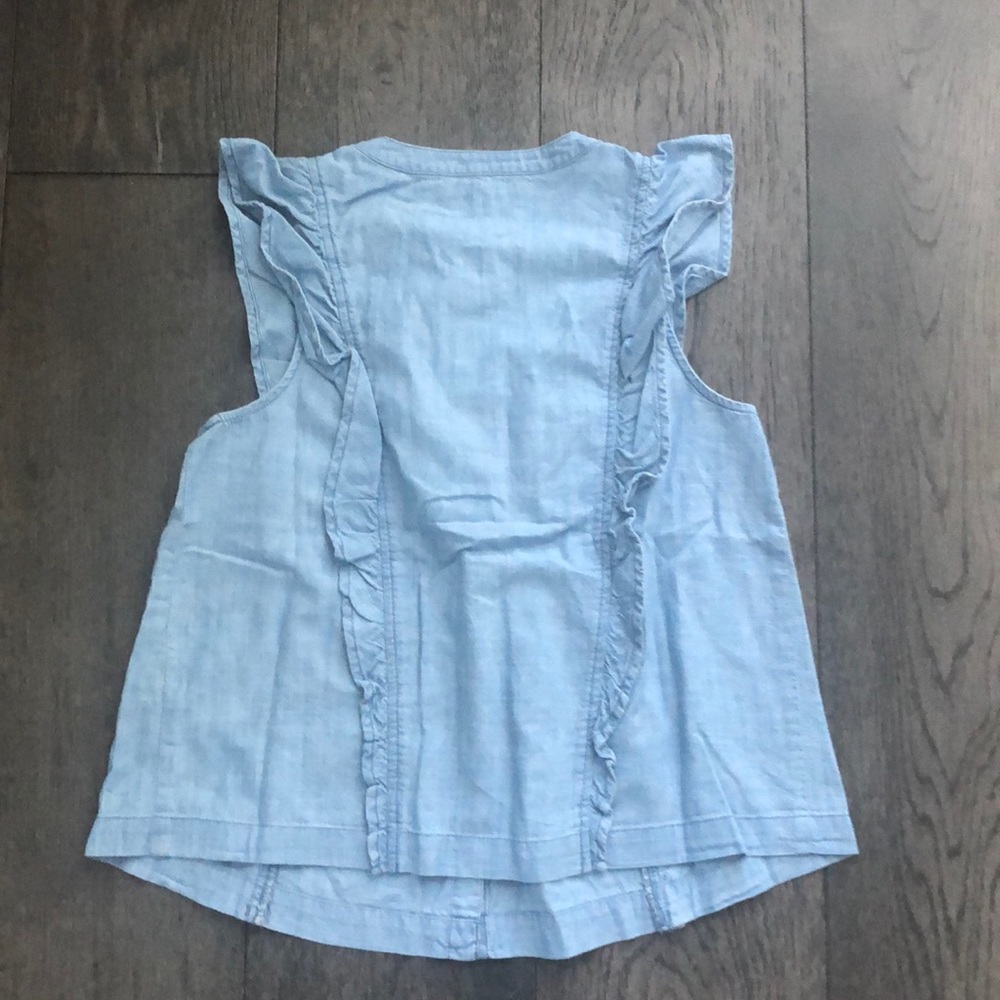 Madewell Floral Embroidered Denim Ruffle Top - Picture 4 of 8